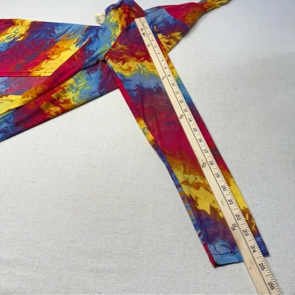 NYC Rainbow Multicolor Mesh Rave Open Front Sheer Disco Duster Cardigan Medium - Picture 14 of 16